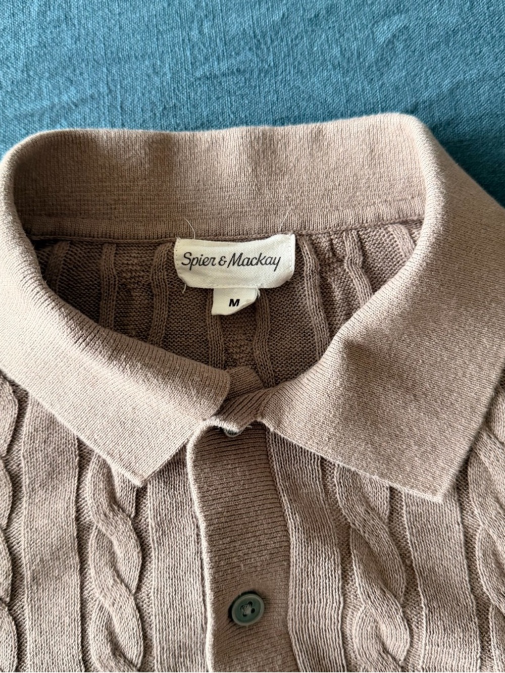 Spier & Mackay Cable Knit Polo - Taupe